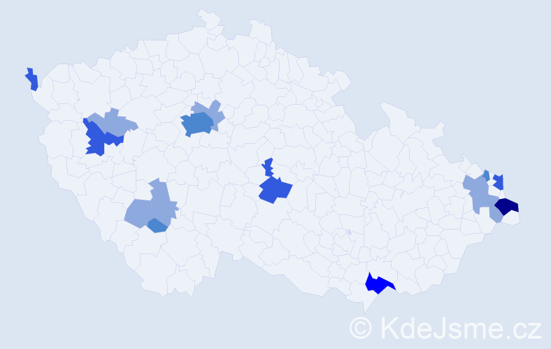 Příjmení: 'Martiniaková', počet výskytů 33 v celé ČR