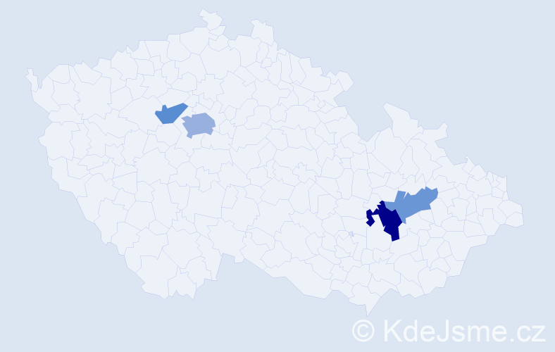 Příjmení: 'Poděbrad', počet výskytů 7 v celé ČR