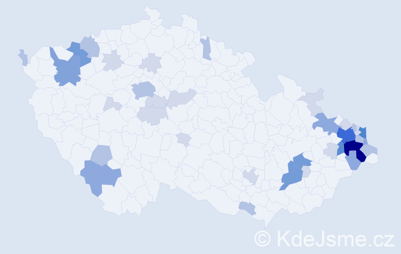 Příjmení: 'Kubačka', počet výskytů 105 v celé ČR
