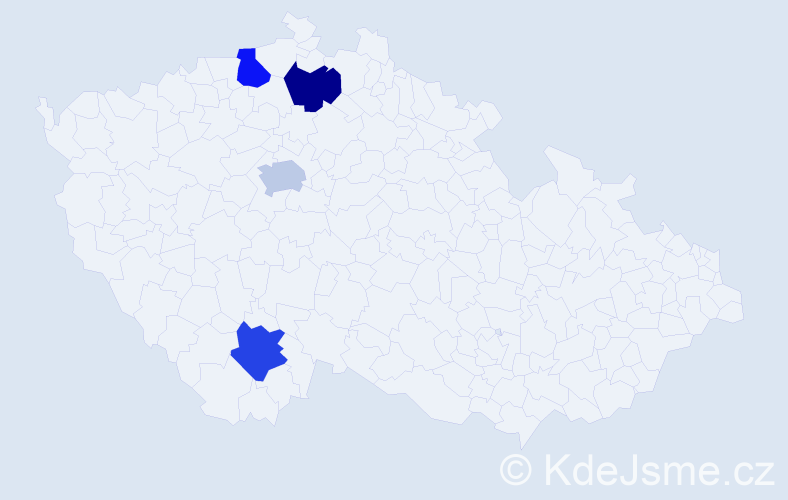 Příjmení: 'Forint', počet výskytů 4 v celé ČR