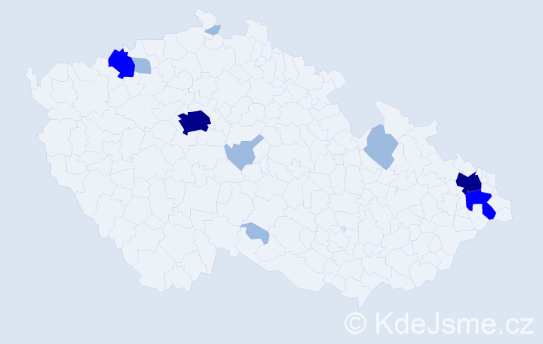 Příjmení: 'Krolák', počet výskytů 19 v celé ČR