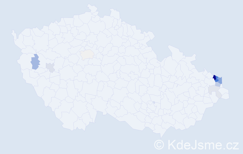 Příjmení: 'Wodecká', počet výskytů 34 v celé ČR