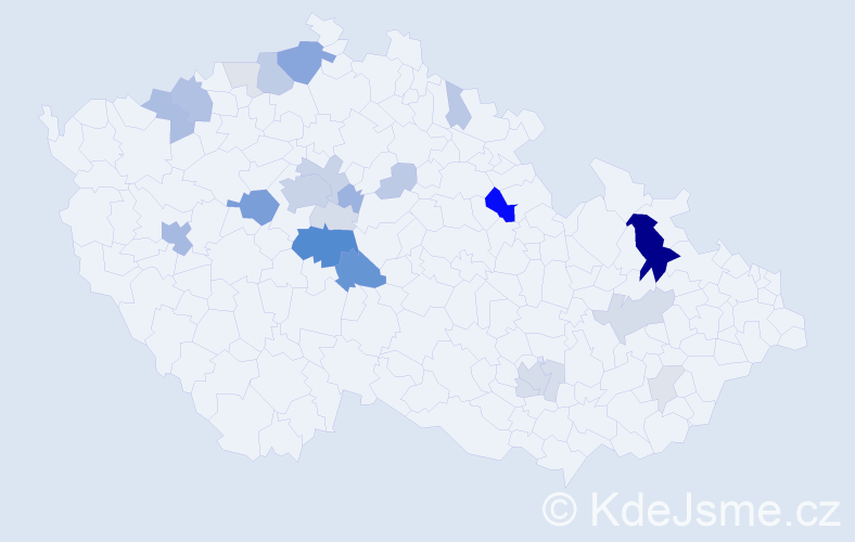 Příjmení: 'Granátová', počet výskytů 85 v celé ČR