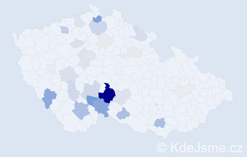 Příjmení: 'Pechek', počet výskytů 98 v celé ČR