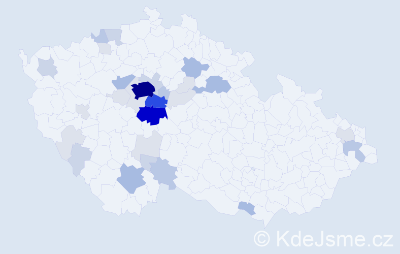 Příjmení: 'Vycpálek', počet výskytů 119 v celé ČR