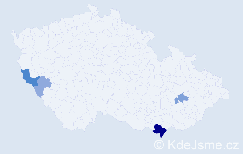 Příjmení: 'Mauksová', počet výskytů 11 v celé ČR