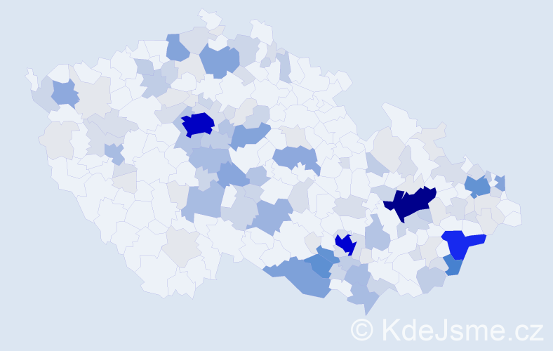 Příjmení: 'Psota', počet výskytů 486 v celé ČR
