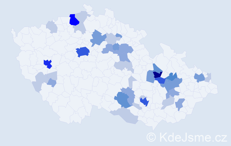 Příjmení: 'Pyšná', počet výskytů 104 v celé ČR
