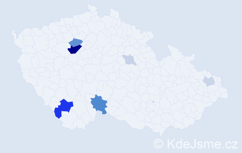 Příjmení: 'Kaiml', počet výskytů 23 v celé ČR
