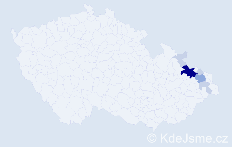 Příjmení: 'Vystrk', počet výskytů 17 v celé ČR