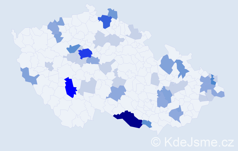 Příjmení: 'Kochanová', počet výskytů 117 v celé ČR