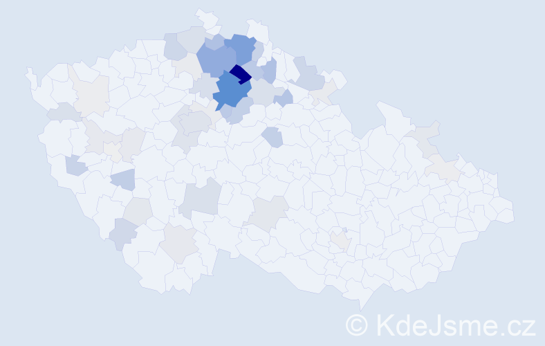 Příjmení: 'Prskavec', počet výskytů 170 v celé ČR