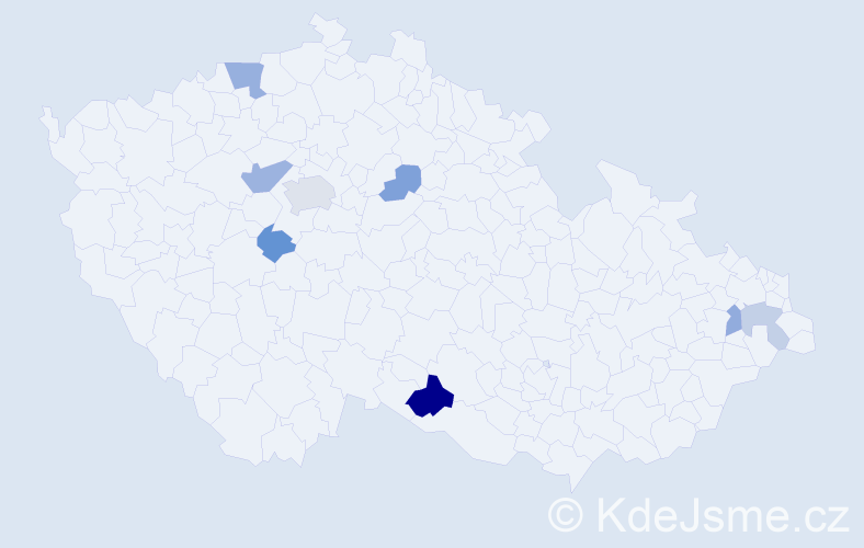 Příjmení: 'Demina', počet výskytů 14 v celé ČR