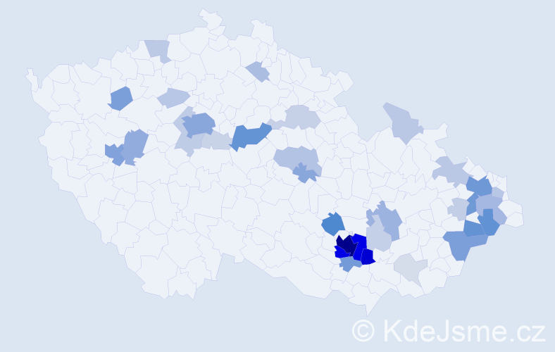 Příjmení: 'Rossi', počet výskytů 170 v celé ČR