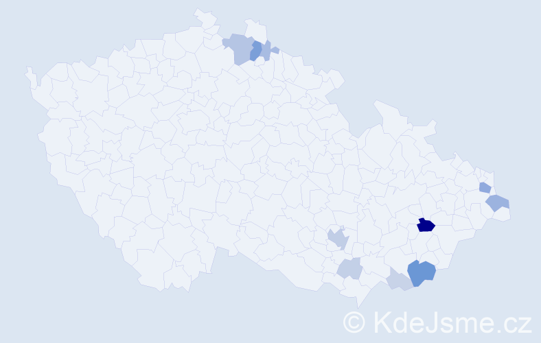 Příjmení: 'Zajda', počet výskytů 38 v celé ČR