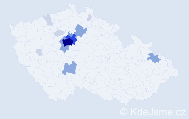 Příjmení: 'Koliandr', počet výskytů 43 v celé ČR