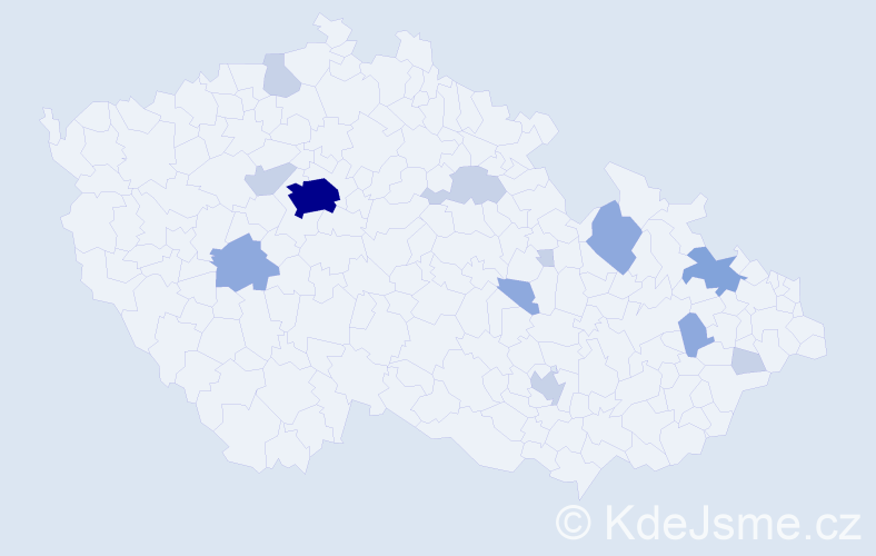 Příjmení: 'Pazlar', počet výskytů 29 v celé ČR