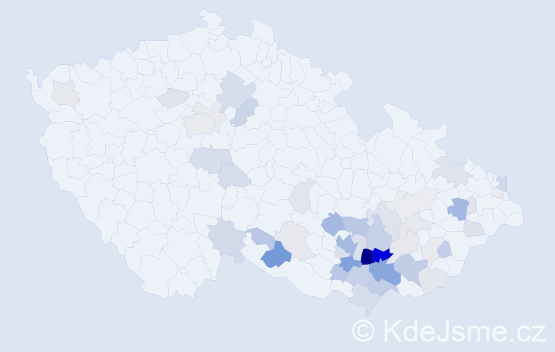 Příjmení: 'Kneslová', počet výskytů 134 v celé ČR