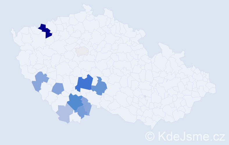 Příjmení: 'Vrábková', počet výskytů 36 v celé ČR