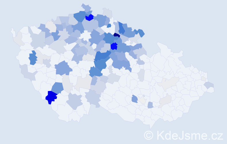 Příjmení: 'Kout', počet výskytů 496 v celé ČR