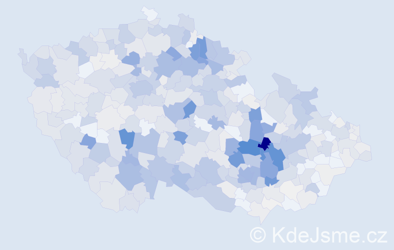 Příjmení: 'Koudelka', počet výskytů 2457 v celé ČR