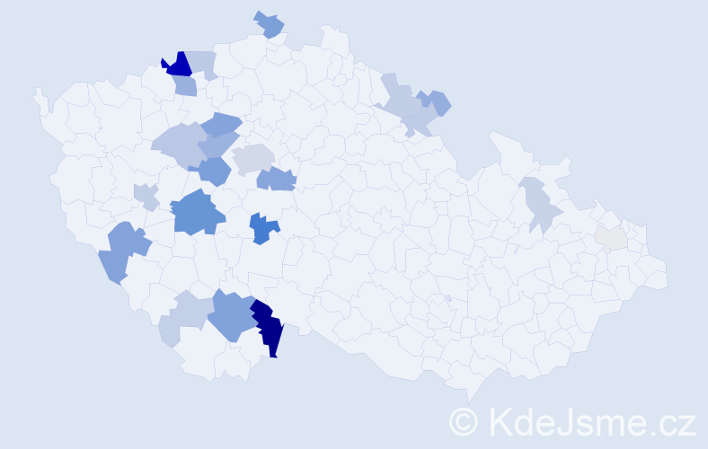 Příjmení: 'Dudáček', počet výskytů 97 v celé ČR