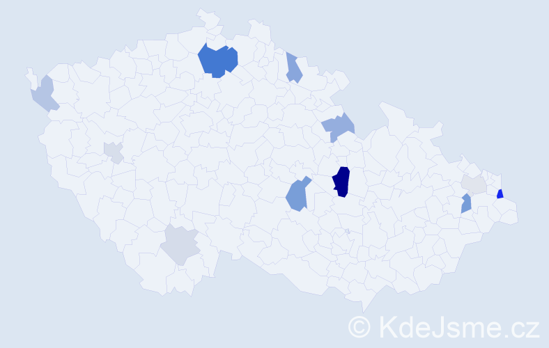 Příjmení: 'Kállai', počet výskytů 24 v celé ČR