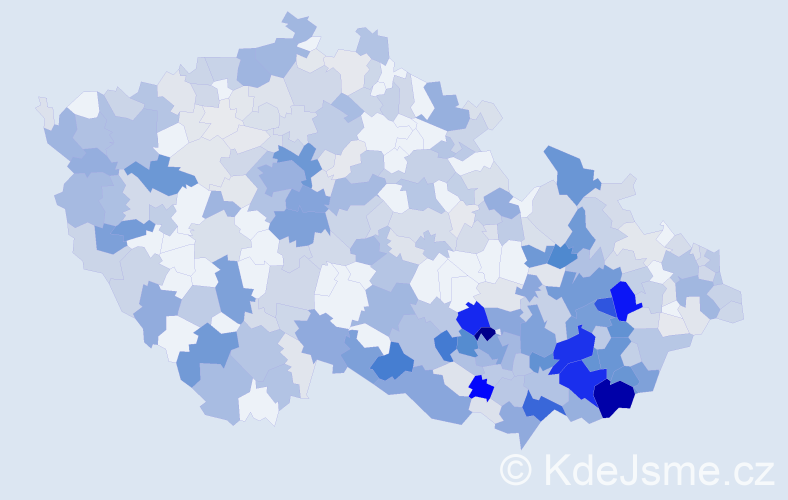 Příjmení: 'Králíková', počet výskytů 1700 v celé ČR