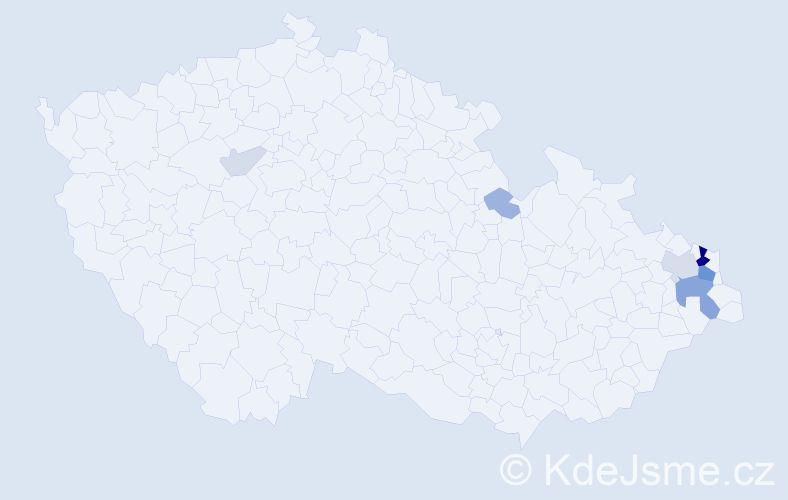 Příjmení: 'Dzurec', počet výskytů 23 v celé ČR