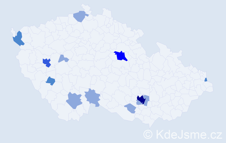 Příjmení: 'Mácalová', počet výskytů 24 v celé ČR