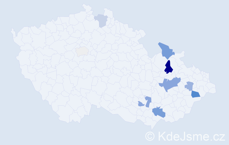 Příjmení: 'Prstková', počet výskytů 29 v celé ČR