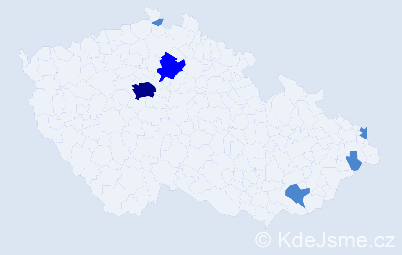 Příjmení: 'Kolodziejczyk', počet výskytů 9 v celé ČR