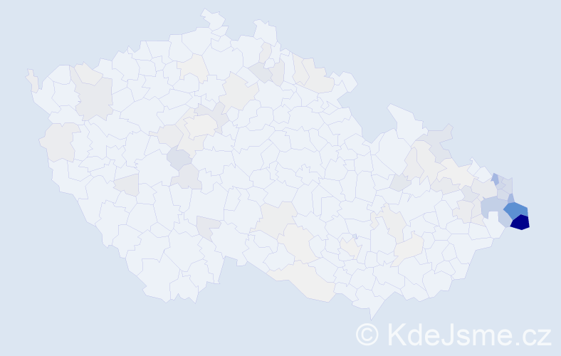 Příjmení: 'Klus', počet výskytů 442 v celé ČR