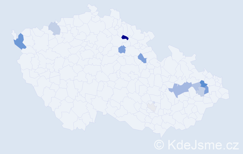 Příjmení: 'Tegel', počet výskytů 45 v celé ČR