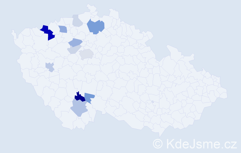 Příjmení: 'Hadrávková', počet výskytů 25 v celé ČR