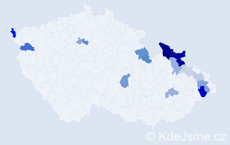 Příjmení: 'Sopčák', počet výskytů 38 v celé ČR