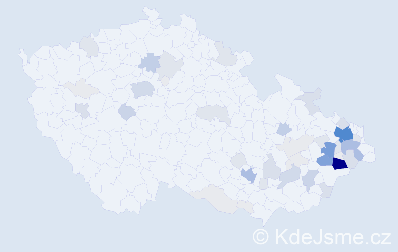 Příjmení: 'Pšenica', počet výskytů 223 v celé ČR
