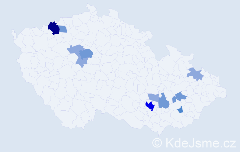 Příjmení: 'Mitev', počet výskytů 26 v celé ČR