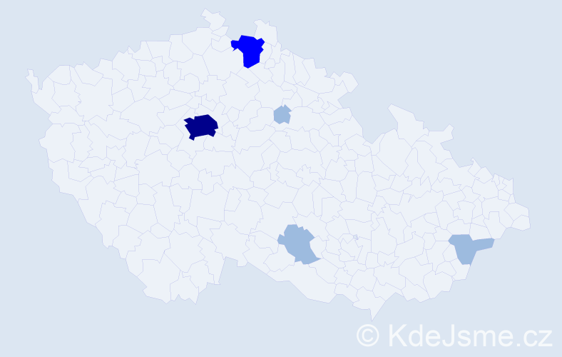 Příjmení: 'Daniels', počet výskytů 10 v celé ČR