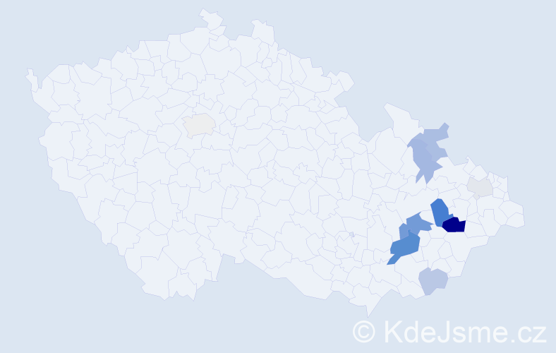 Příjmení: 'Kundrátková', počet výskytů 24 v celé ČR