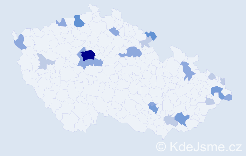 Příjmení: 'Huba', počet výskytů 51 v celé ČR