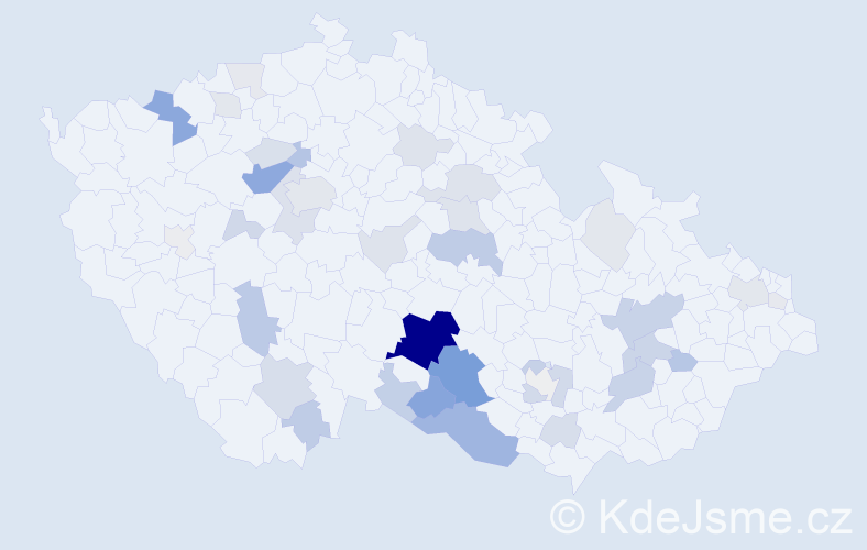 Příjmení: 'Varhaník', počet výskytů 139 v celé ČR