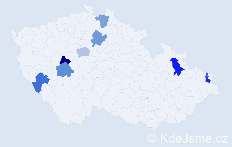 Příjmení: 'Chmelár', počet výskytů 12 v celé ČR
