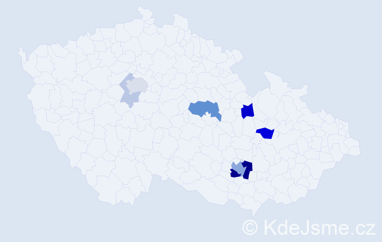 Příjmení: 'Kadlcová', počet výskytů 22 v celé ČR