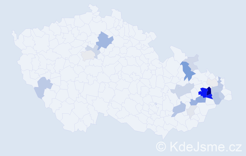 Příjmení: 'Melčáková', počet výskytů 72 v celé ČR