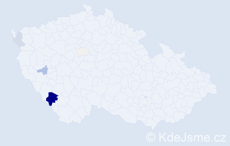 Příjmení: 'Toušlová', počet výskytů 9 v celé ČR