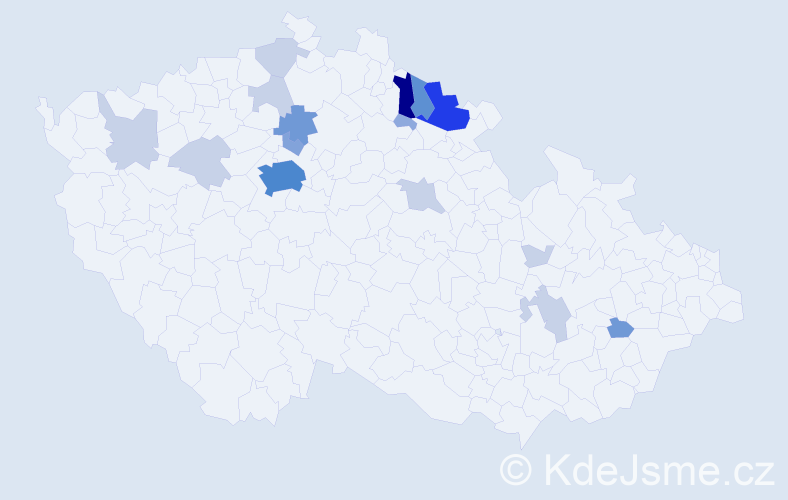 Příjmení: 'Mejvaldová', počet výskytů 51 v celé ČR