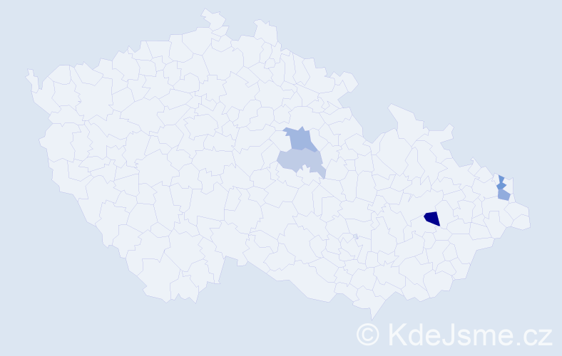 Příjmení: 'Kuršteinová', počet výskytů 9 v celé ČR