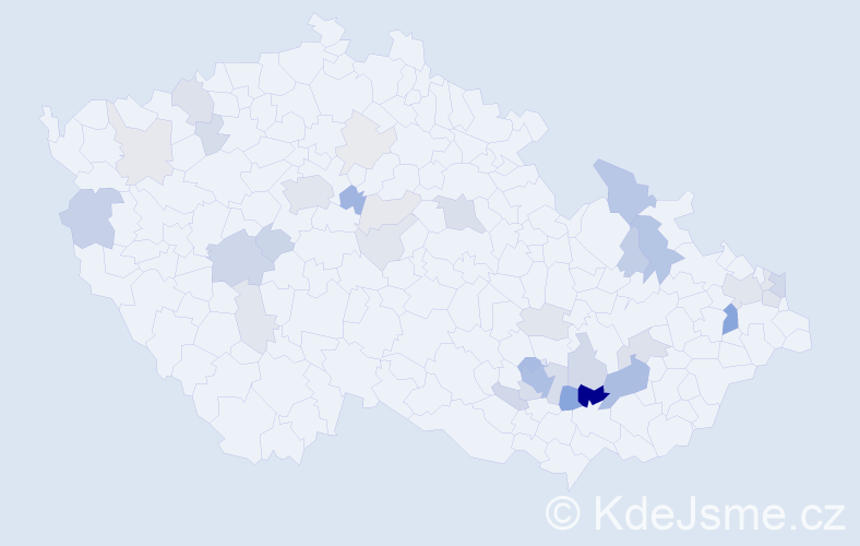 Příjmení: 'Pištěláková', počet výskytů 104 v celé ČR