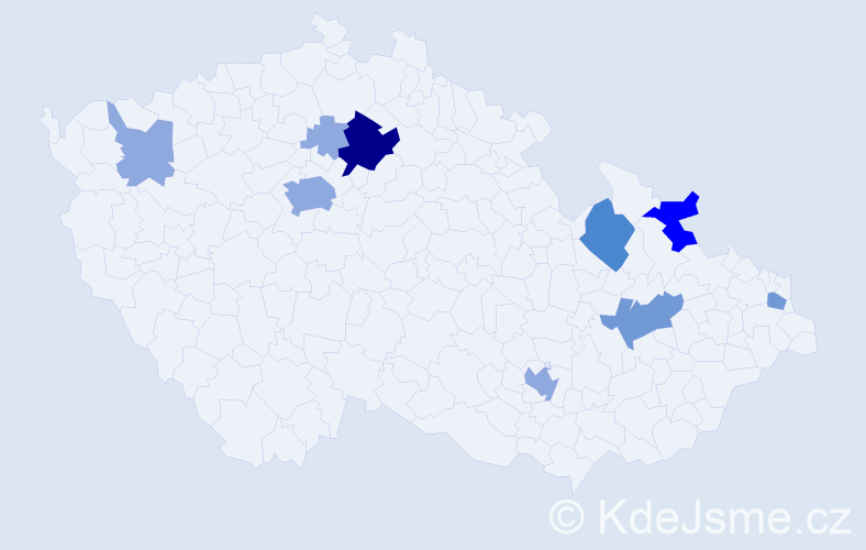 Příjmení: 'Mitterová', počet výskytů 21 v celé ČR